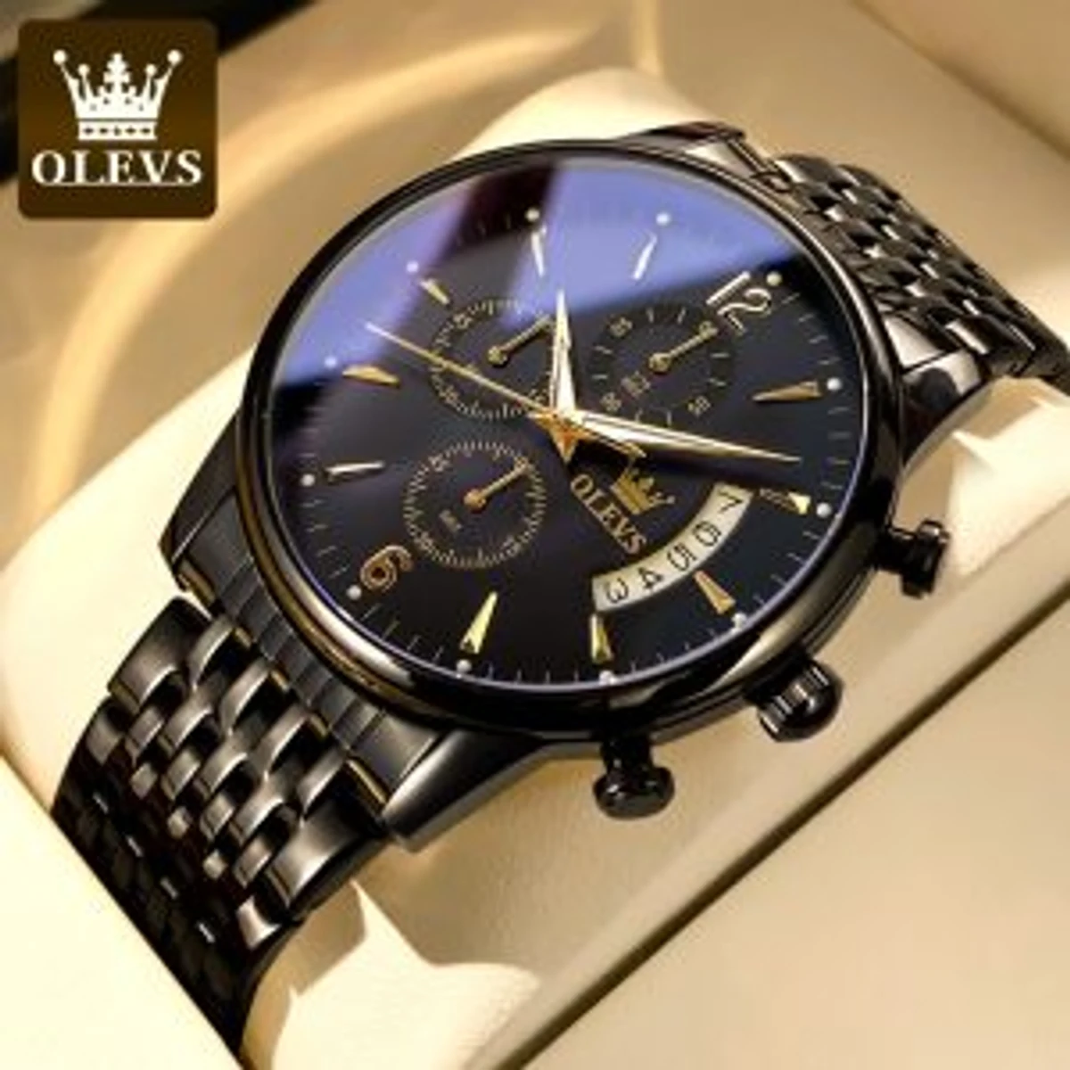 OLIVES Chronograph Stainless Steel Waterproof Watches