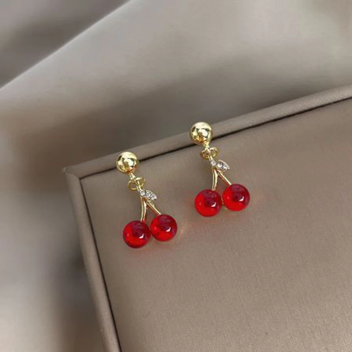 Cherry Stud Korean Style Earrings