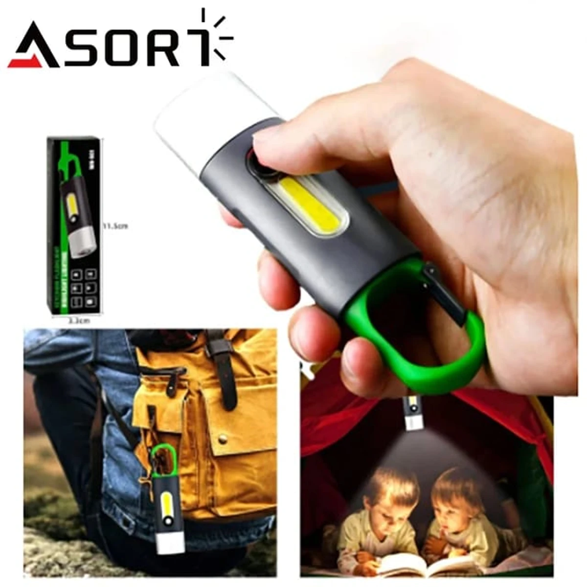 Mini Key Light/Zoomable Rechargeable LED Flashlight Camping LED Light 4 Mode Waterproof