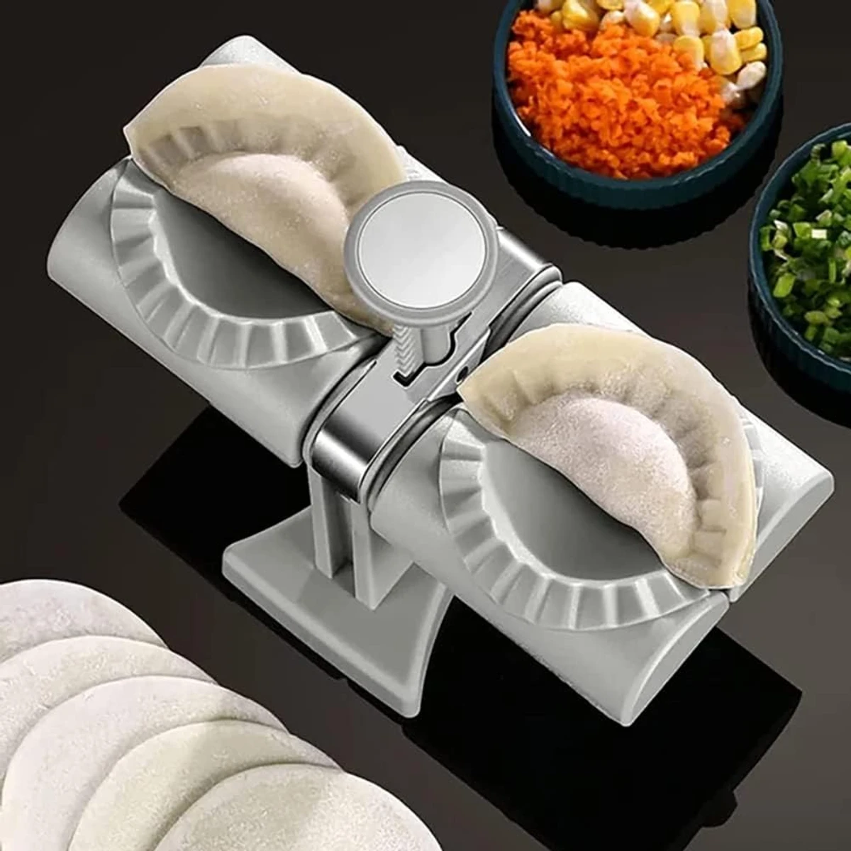 Automatic Dumpling Maker,Household Double Head Automatic Dumpling Maker Mould,Ravioli Press Mold, Dumpling Maker - Stainless Steel Pie Maker Machine Mould