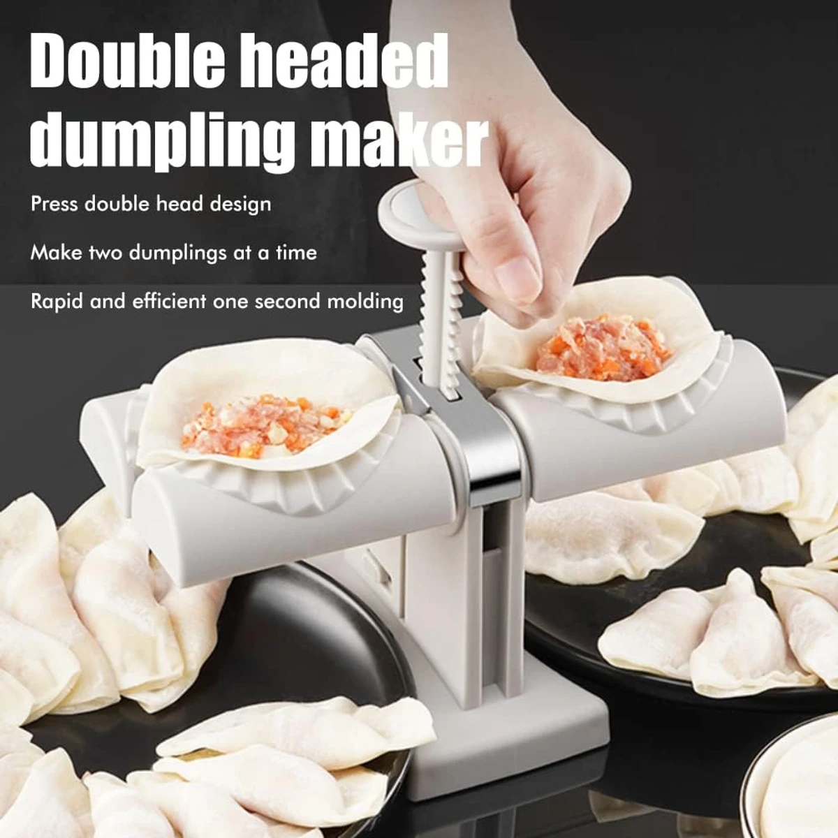 Automatic Dumpling Maker,Household Double Head Automatic Dumpling Maker Mould,Ravioli Press Mold, Dumpling Maker - Stainless Steel Pie Maker Machine Mould