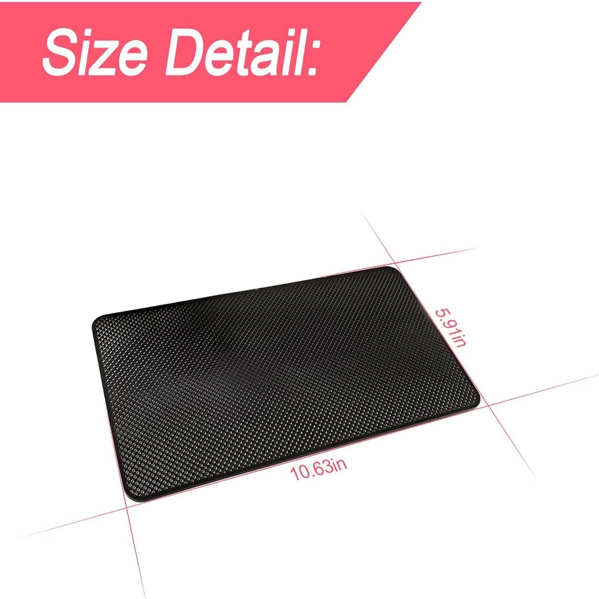 Car Dashboard Anti-Slip Rubber Pad, 10.6 x 5.9 Universal Non-Slip Car Magic Dashboard Sticky Adhesive Mat for Phones Sunglasses Keys Electronic Devices and More Use (Black/Grid)