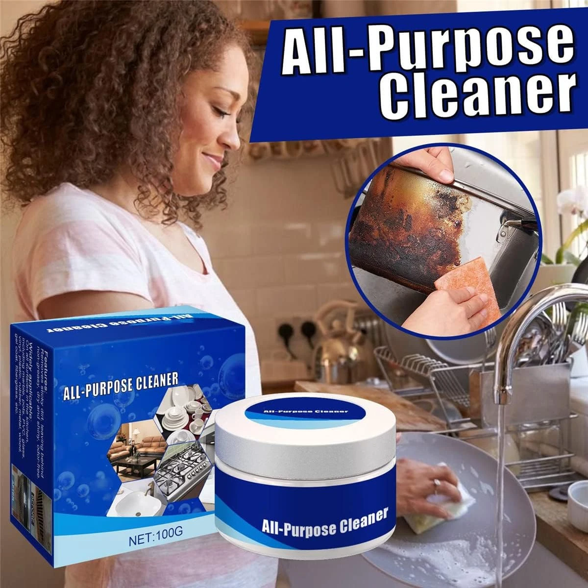 KDGENG Stainaway All-purpose Magical Cleaner, Stain Away All-purpose Cleaner, Powerful Stainless Steel Cookware Cleaning Paste, Household Kitchen Pot Bottom Oven Cookware Cleaner (260G)