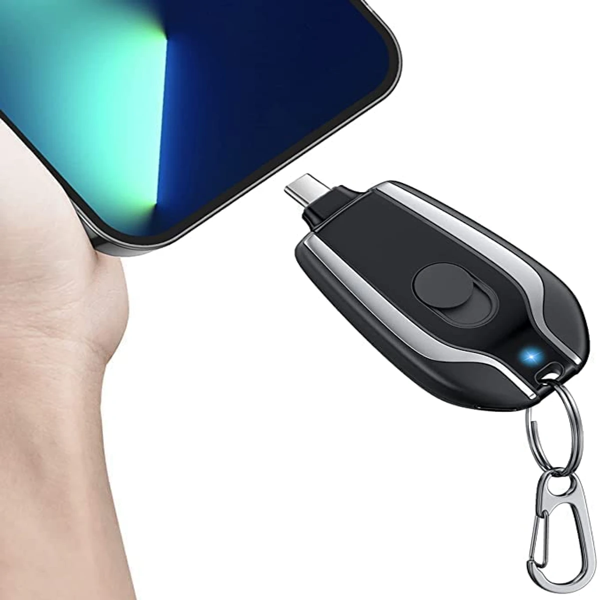 Keychain Portable C-Type Charger for (Android) 1600mAh Mini Power Emergency Pod,External Fast Charging Power Bank Battery Pack, Key Ring Cell Phone Charger