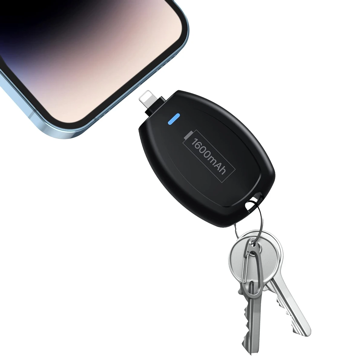 Keychain Portable C-Type Charger for (Android) 1600mAh Mini Power Emergency Pod,External Fast Charging Power Bank Battery Pack, Key Ring Cell Phone Charger