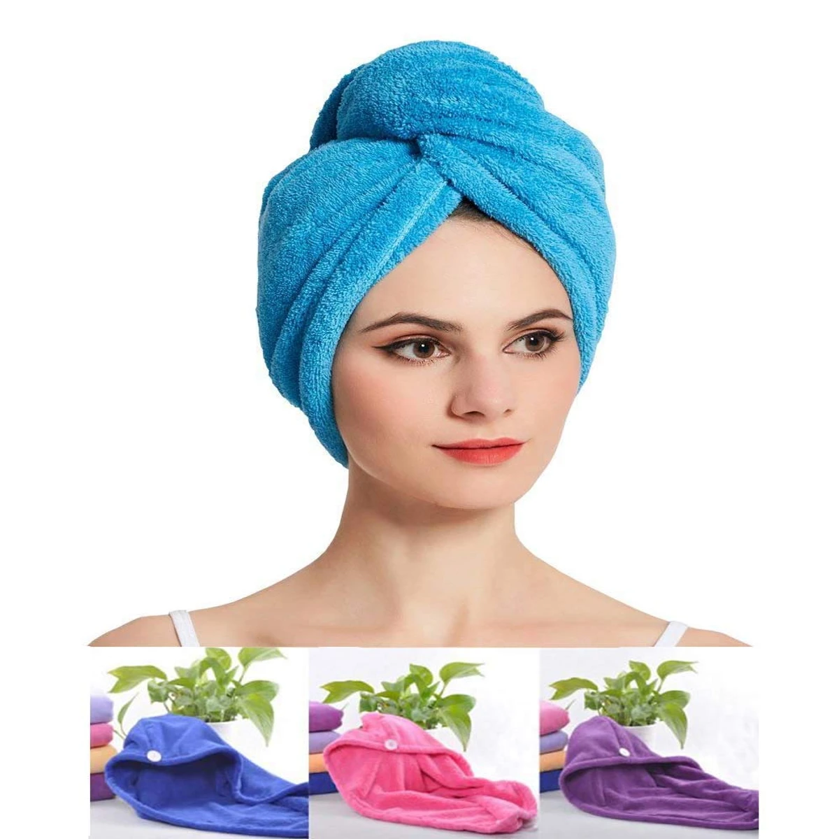 Shyam Export Microfiber Hair Wrap Towel Cap Small Size (Set of 1)