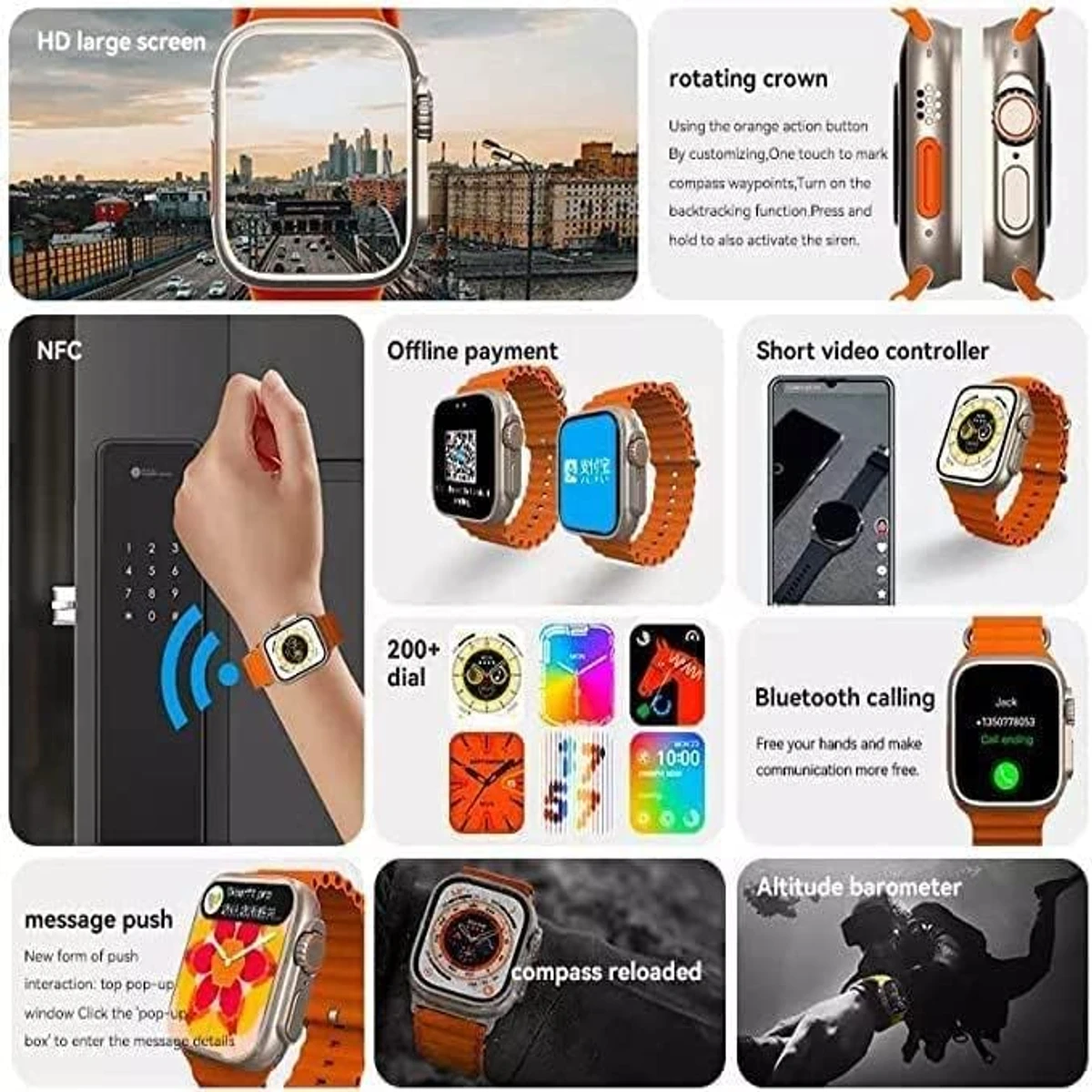 T800 Ultra Smartwatch Series 8 with Wireless Charging