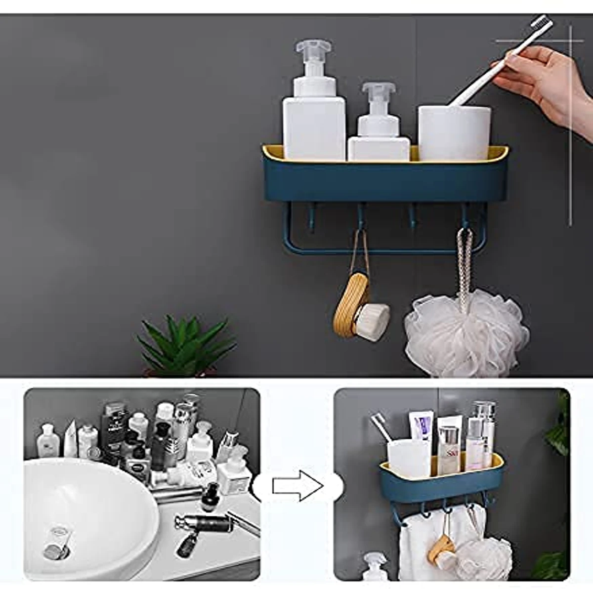 Wall Shelf Multiple Hook Storage