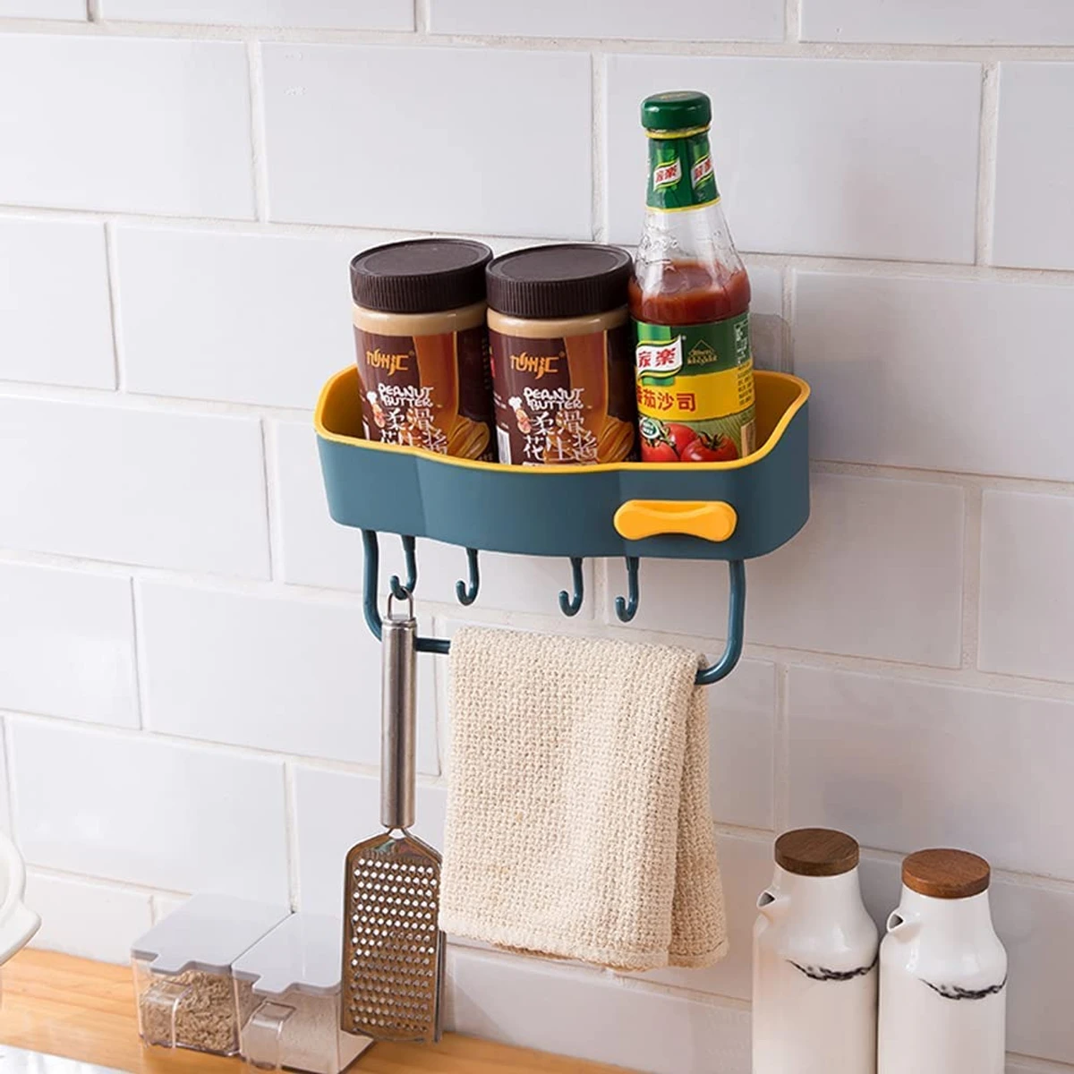 Wall Shelf Multiple Hook Storage