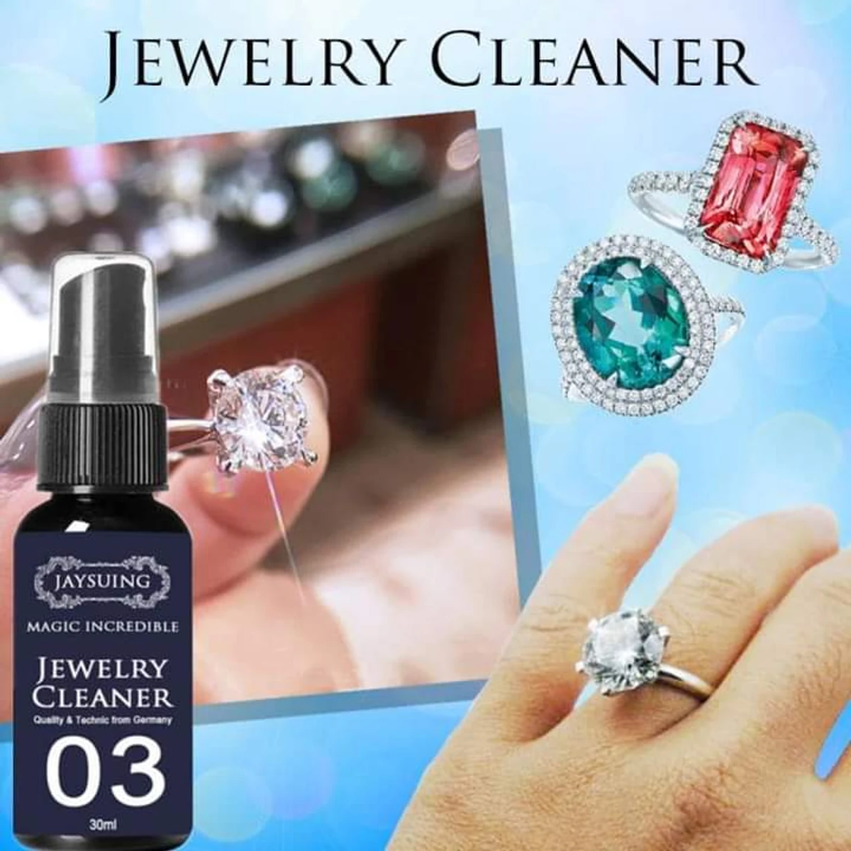 30ml Jewelry Cleaner Ring Care Washing Fluid Multi-Function Purpose Cleaner Metal Gemstone Jewelry Cleaning Spray hot sell