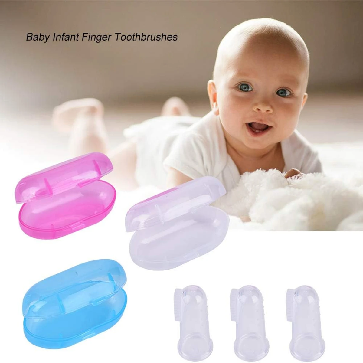 Baby Tooth Brush Baby Toothbrush, Finger Toothbrush, Tongue Brush with Case Soft for Kids Children Infant Babies