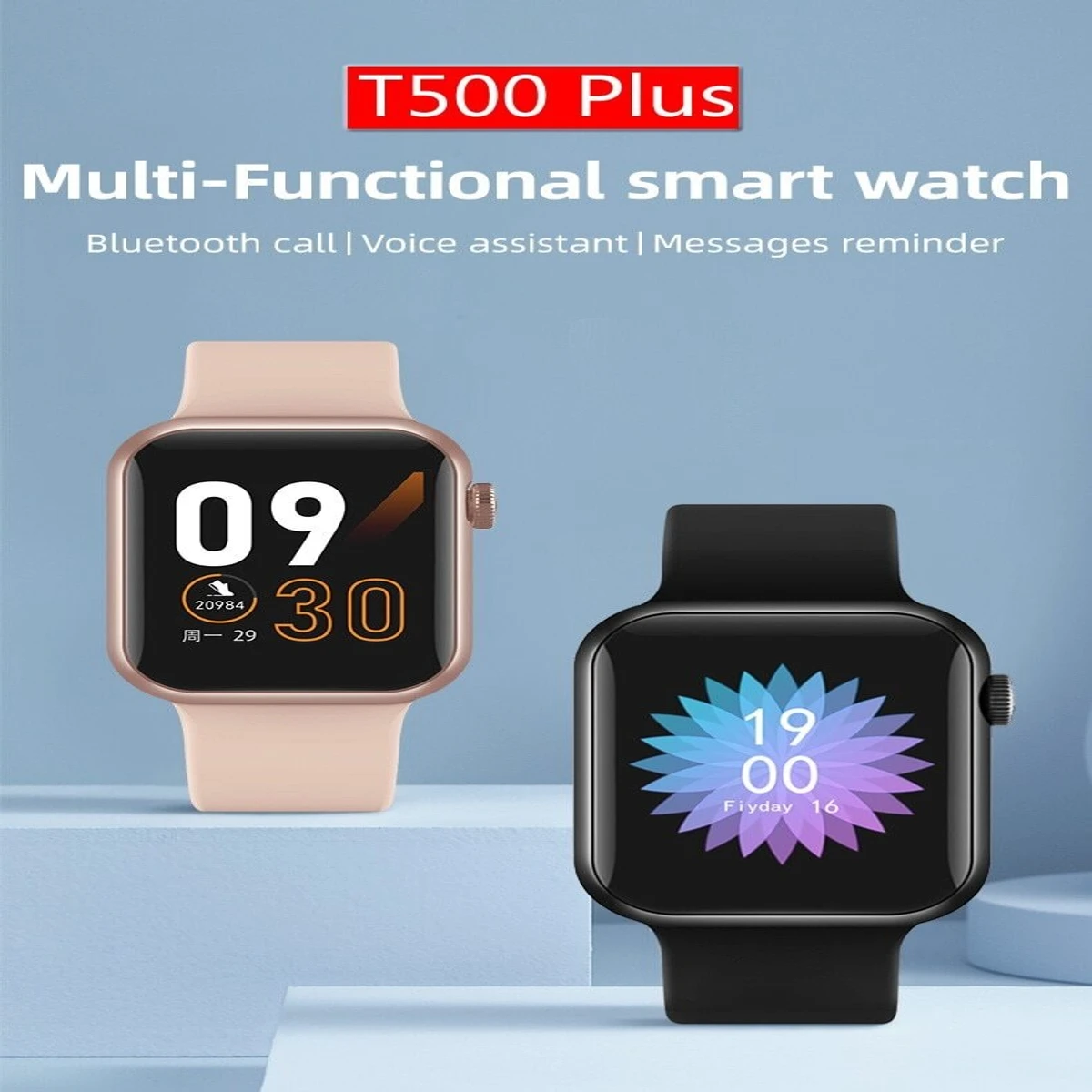 T500 Plus Bluetooth Call Smart Watch Heart Rate Monitor IWO 8 Lite Smartwatch for Android IOS (Black)