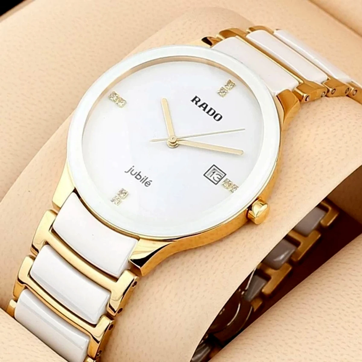 Rado Jublie White & Gold Ceramic Watch Wristwatch for men waterproof