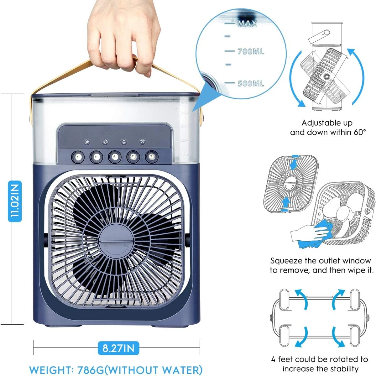 4 In 1 Portable Fan USB Personal Air Cooler Mini Air Conditioner