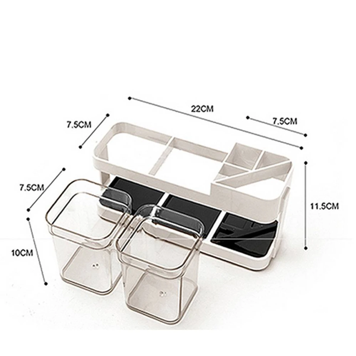 2 CUPS With 1 TOOTHBRUSH HOLDER STAND TOOTHPASTE STORAGE RACK REMOVABEL STORAGE ORGANIZER