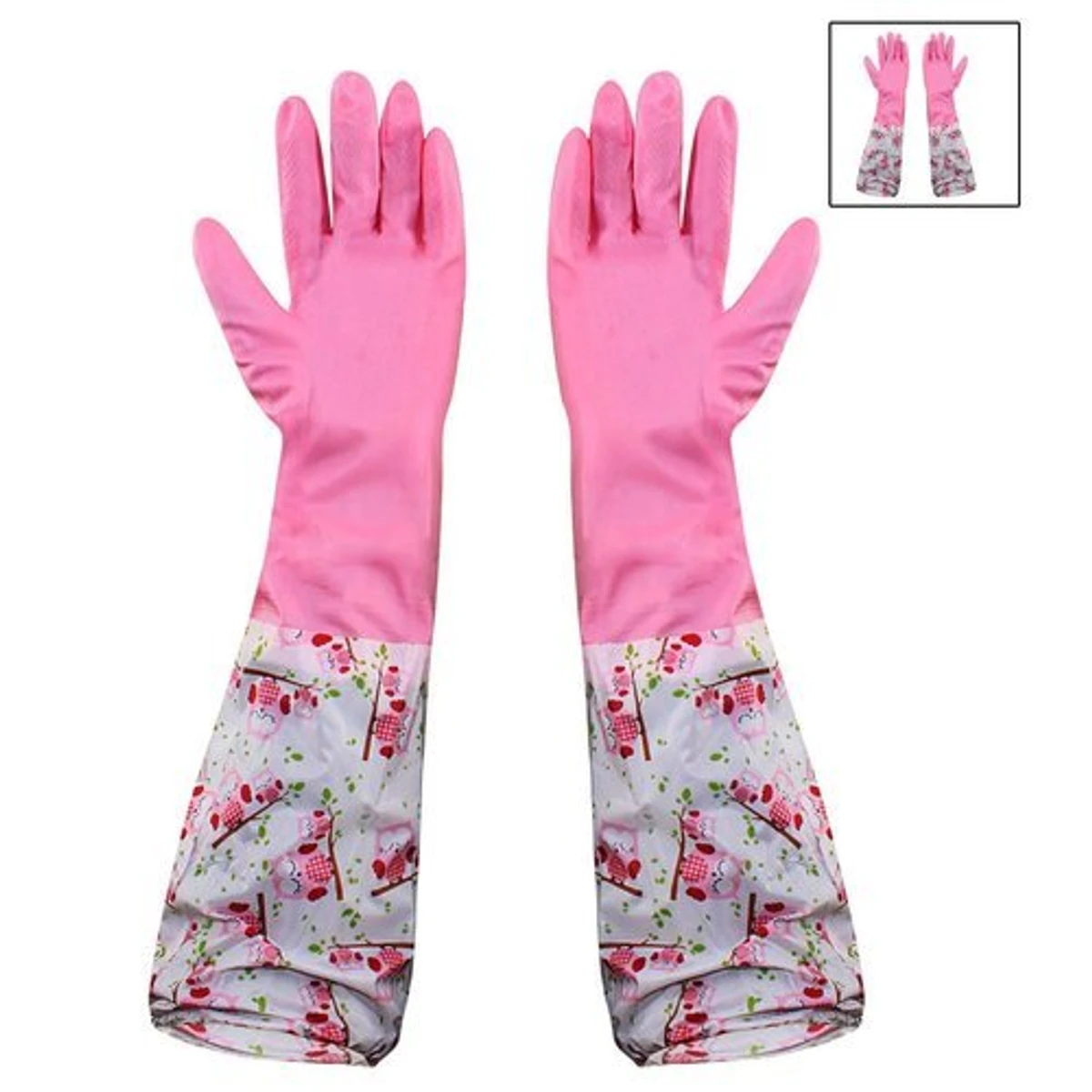 1 Pair High Quality Silicone Dish Washing Kitchen Hand Gloves (Multicolor)