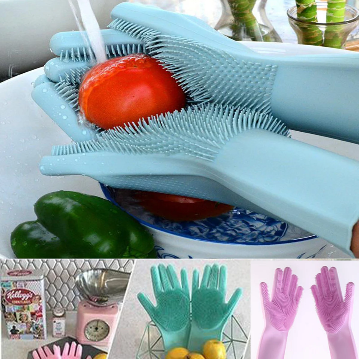 Kitchen Magic Silicon Hand Gloves (খুব সহজেই রান্না ও ধোয়া- মোছার কাজ করুন এবং হাতকে ব্যাকটেরিয়া ও জীবানু মুক্ত  করুন)