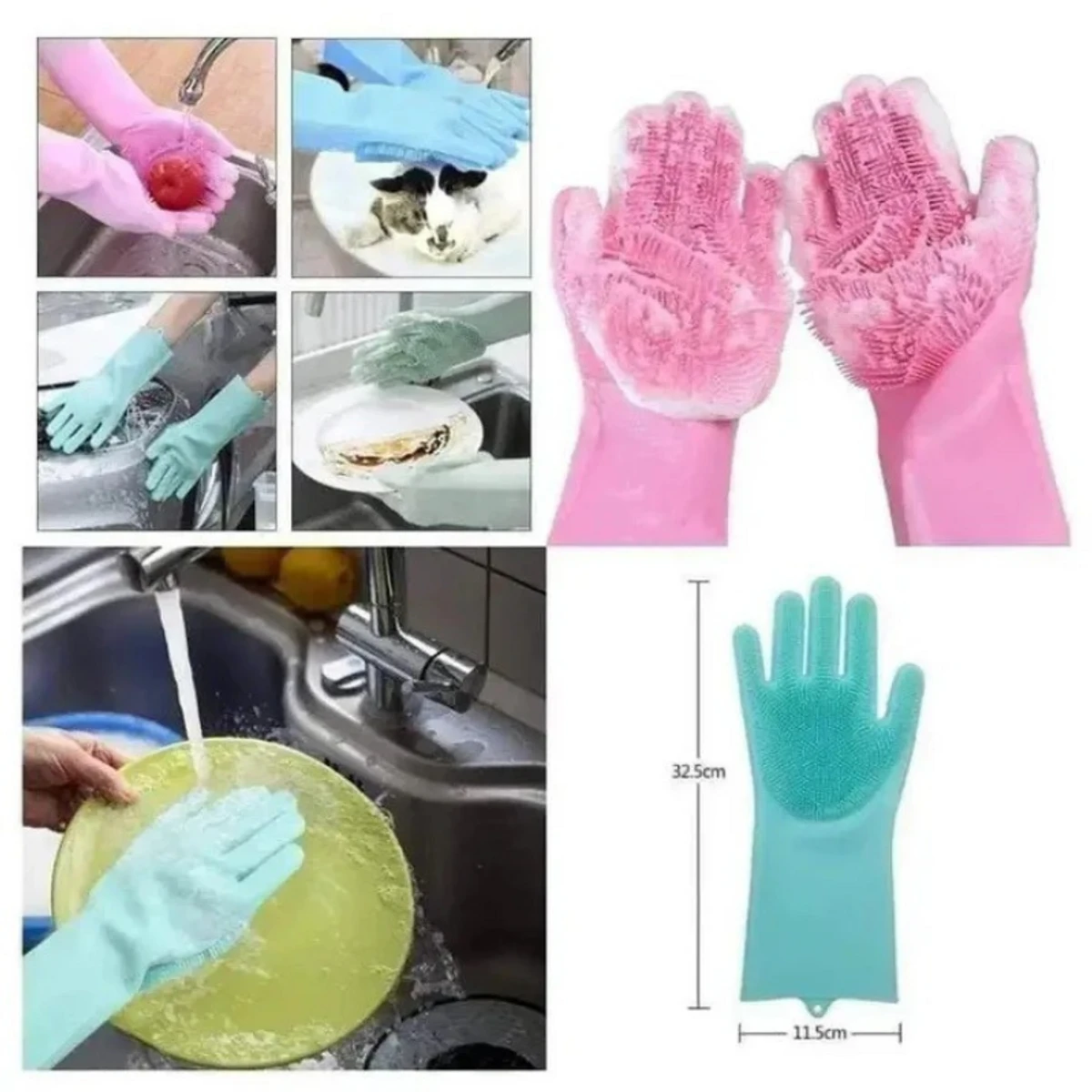 Kitchen Magic Silicon Hand Gloves (খুব সহজেই রান্না ও ধোয়া- মোছার কাজ করুন এবং হাতকে ব্যাকটেরিয়া ও জীবানু মুক্ত  করুন)